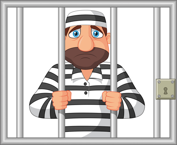 Prisioneiro dos desenhos animados atrás da barra
 - Vetor, Imagem