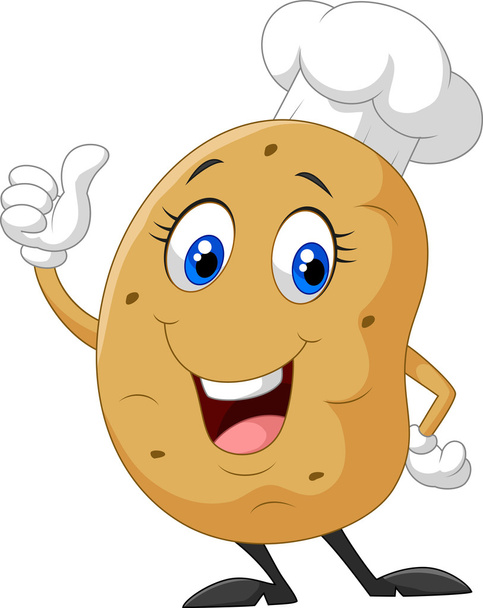 Cartoon aardappel geven duim omhoog - Vector, afbeelding