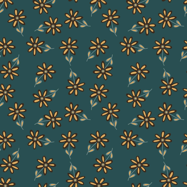 Hand drawn floral wallpaper. Cute flower seamless pattern. Naive art style. Simple design for fabric, textile print, wrapping, cover. Vector illustration - ベクター画像
