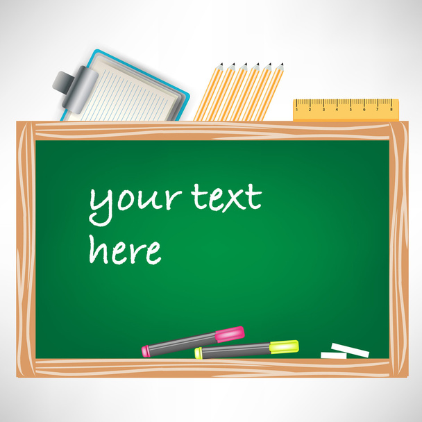 chalkboard and school items - Vector, afbeelding