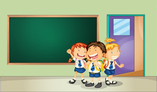 Students and classroom - Vector, Image