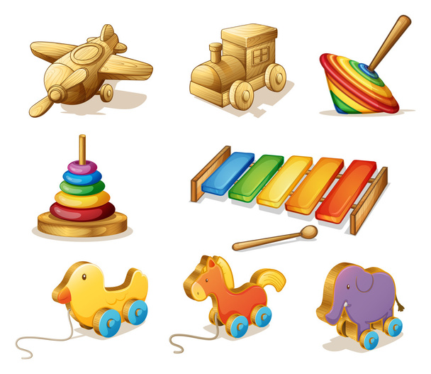 Wooden toys - Vector, Image