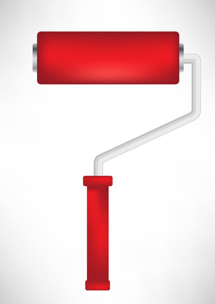 Simple red paint roller tool isolated - Vector, Image