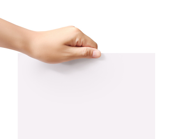 κρατώντας το λευκό κενό χαρτί Α4 - Φωτογραφία, εικόνα