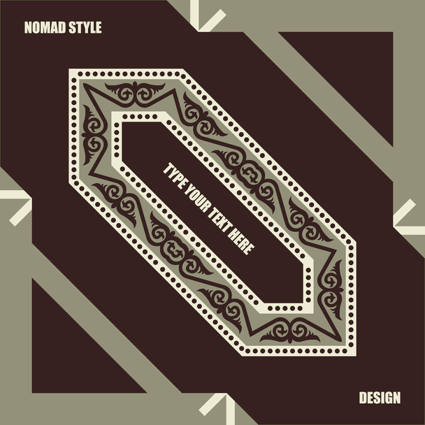 Template for your design. Ornamental elements and motifs of Kazakh, Kyrgyz, Uzbek, national Asian decor for packaging, boxes, banner and print design. Vector.Nomad style. - Vector, afbeelding