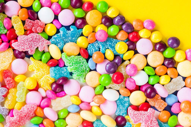An assorted mix of various colorful candies and jellies - Fotoğraf, Görsel