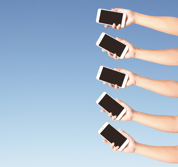 nowoczesny telefon komórkowy w ręku  - Zdjęcie, obraz