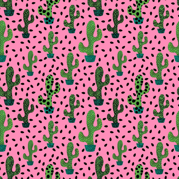 Abstract floral seamless cactus pattern for wrapping paper and fabrics and linens and kids clothes print and festive summer textiles . High quality illustration - Фото, изображение