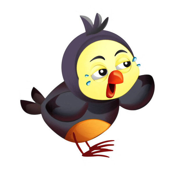 Cartoon colorful bird flying doing funny emotions isolated illustration for kids artistic painting scene - Photo, Image