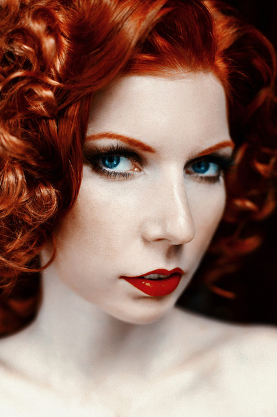 Red-haired girl face - Photo, Image