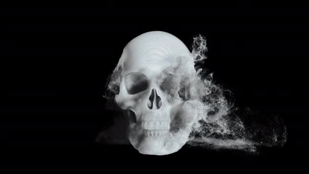 Schedel desintegreren in rook en deeltjes - 4K Digital VFX element - Video