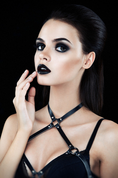 female model with dark gothic make up - Photo, Image