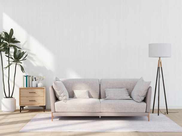 Living room interior in modern style, 3d render with sofa and decorations. - 写真・画像