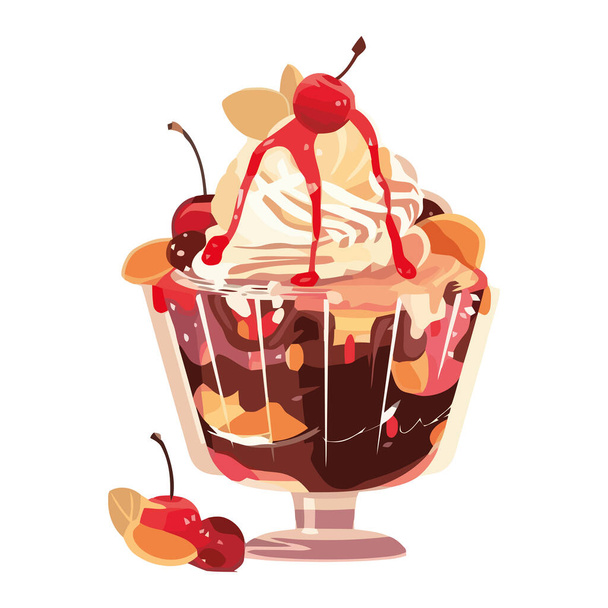 Freshly ice cream topped with nuts icon isolated - Vector, Image