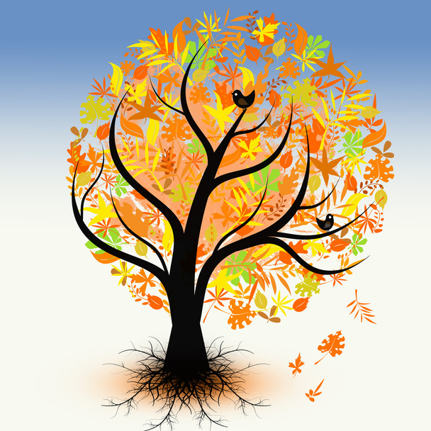 Цветущее осеннее дерево
 - Вектор,изображение