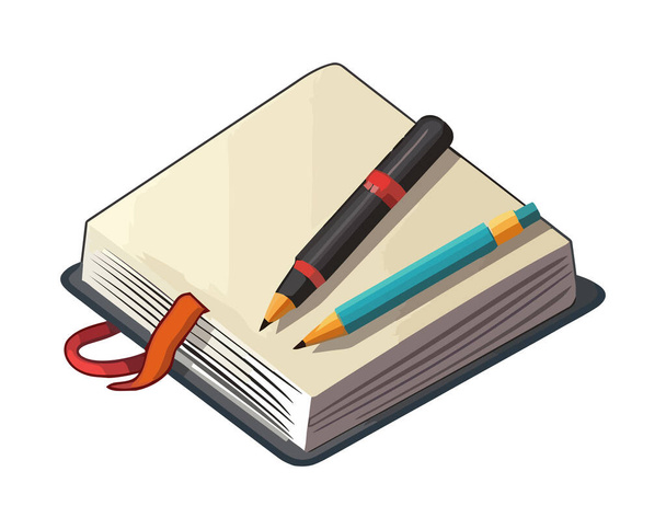Learning literature from a textbook with pencils icon isolated - Vektor, kép