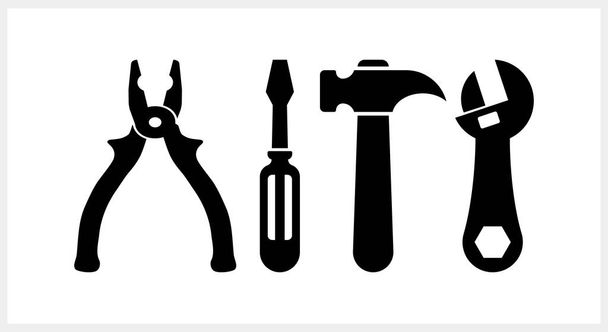 Alicate de chave de fenda de estêncil ícone Ferramentas de martelo clipart Vector estoque ilustração EPS 10 - Vetor, Imagem