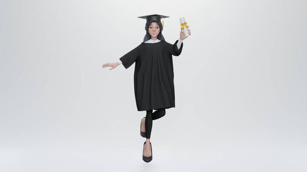3d rendering. female college graduate at graduation - Photo, Image