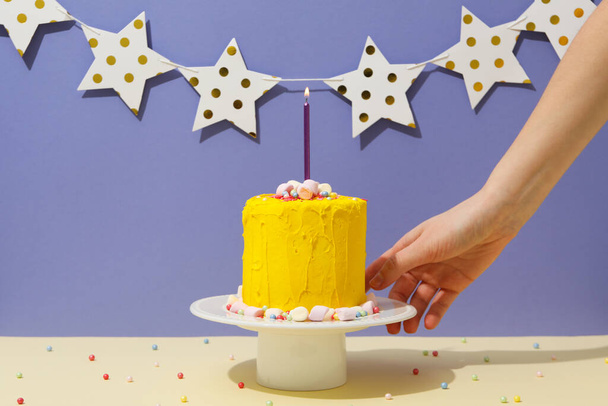 Concept of Happy Birthday, holiday Birthday cake - Фото, изображение