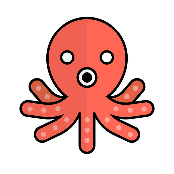Flat design octopus icon. Editable vector. - Vektor, Bild