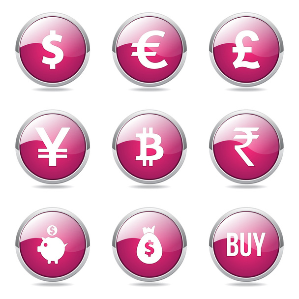 Currency Sign Button Icon - Wektor, obraz