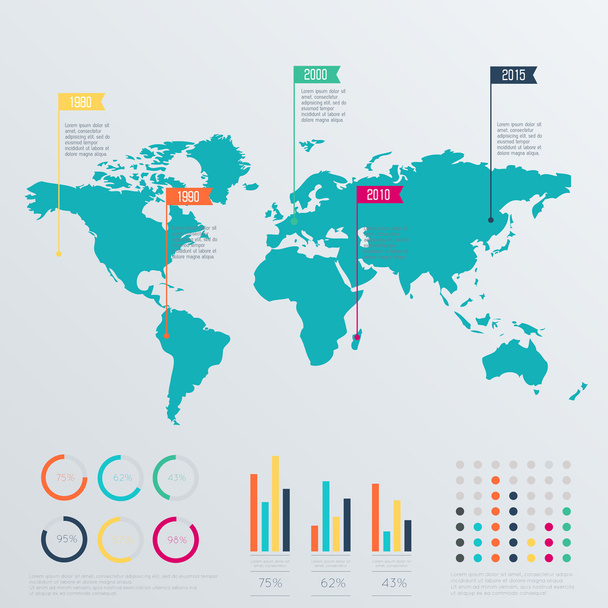 World Map and Information Graphics - Vector, imagen
