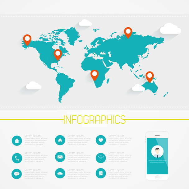 World map infographics - Διάνυσμα, εικόνα