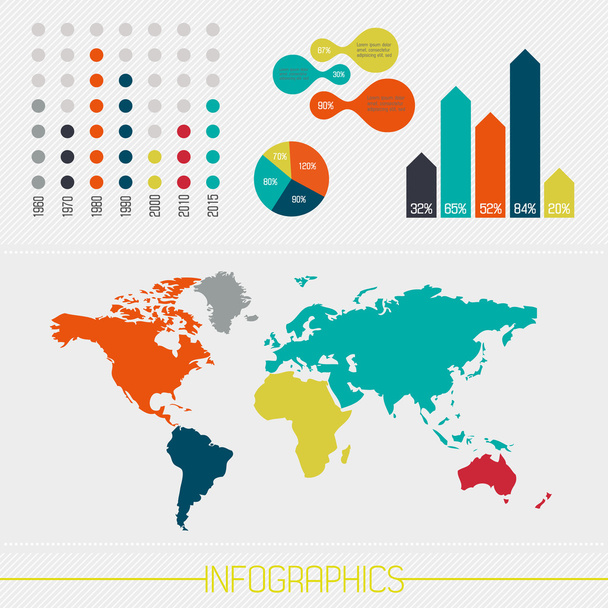 World Map and Information Graphics - Wektor, obraz