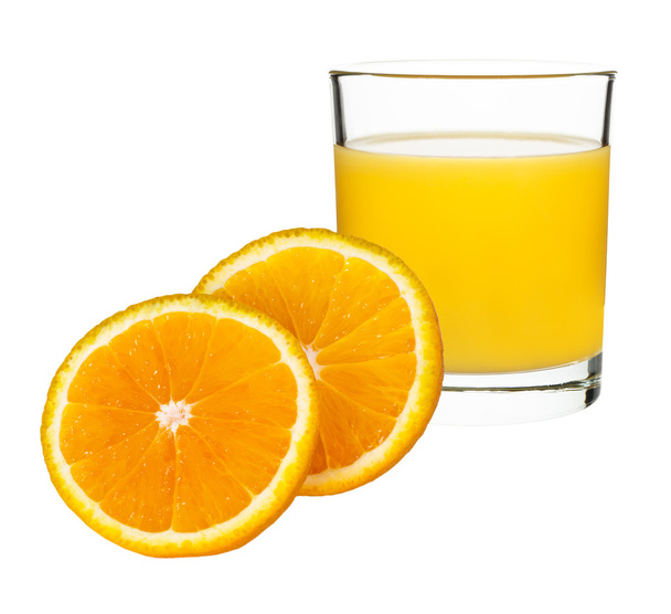 sok pomarańczowy w szklance z pomarańczy - Zdjęcie, obraz