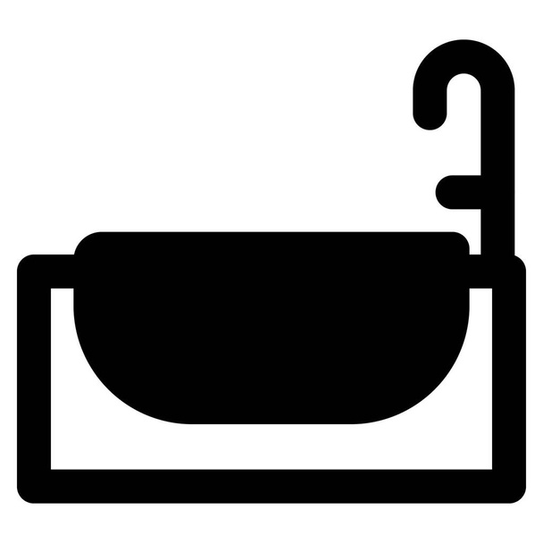 Κομψή μπανιέρα με βρύση για μπάνιο. - Διάνυσμα, εικόνα