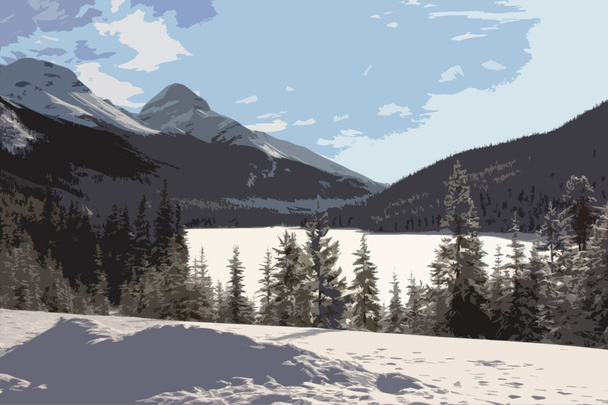 jäädytetty järvi edessä vuoren kivet alla sininen s
 - Valokuva, kuva