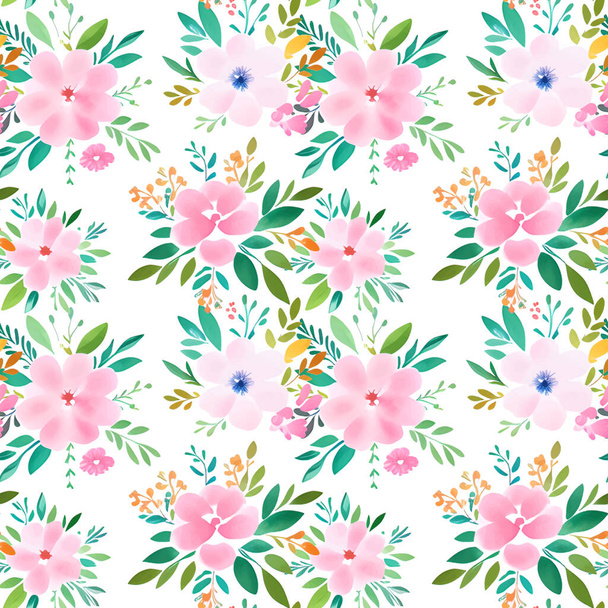 Floral shape watercolor seamless pattern. Vector illustration. - ベクター画像