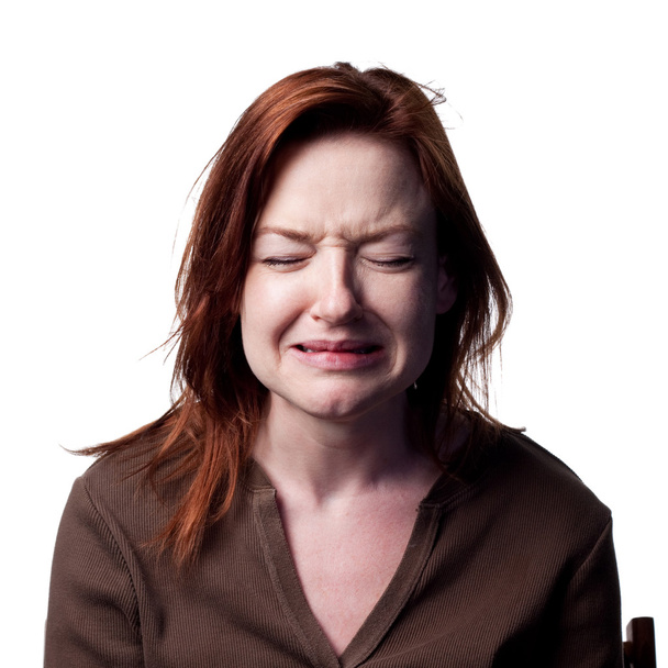 Κλάμα κόκκινο κεφάλι γυναίκα - Φωτογραφία, εικόνα