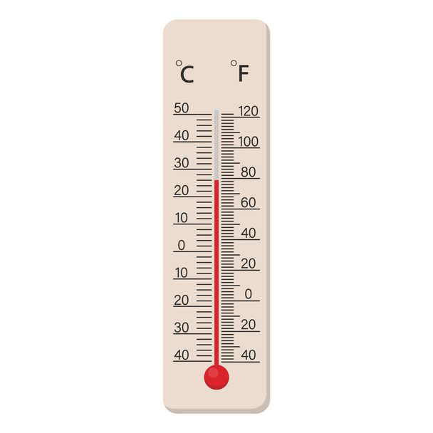 Meteorológiai hőmérő Fahrenheit és Celsius a levegő hőmérsékletének mérésére. Vektor illusztráció. 10. rész. - Vektor, kép