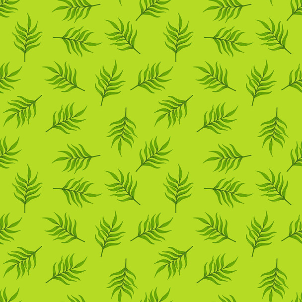 Fern leaf wallpaper. Abstract exotic plant seamless pattern. Tropical palm leaves pattern. Botanical texture. Floral background. Design for fabric, textile print, wrapping, cover. Vector illustration - Vector, Imagen