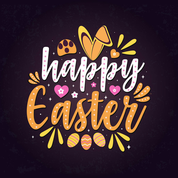 Happy Easter Beautiful Hand drawn calligraphy and brush pen lettering. Design for holiday greeting card and invitation of the Happy Easter day. - Vector, Image