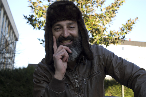 Bearded man with hat - Zdjęcie, obraz
