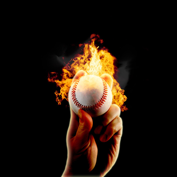 Baseball plameny ohně ruku - Fotografie, Obrázek
