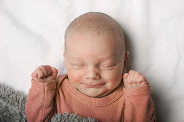Newborn sleeping close up. Baby care concept. Web banner - Fotó, kép