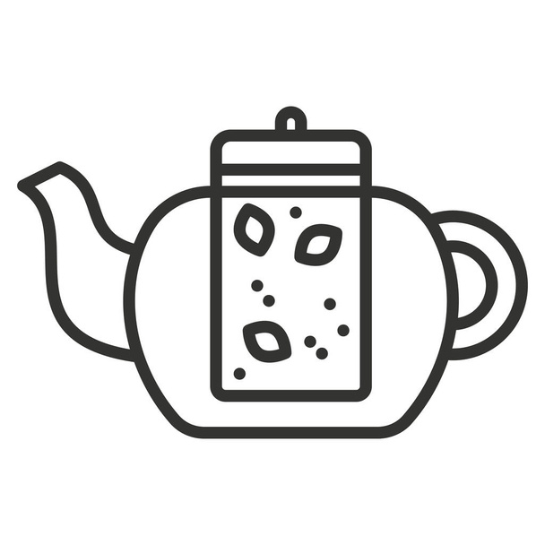 Teáskanna ikon. Forró italok kínai teáskanna szimbólumok vektor illusztráció - Vektor, kép