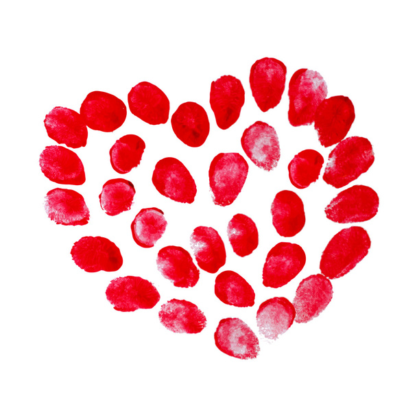Red heart of fingerprints. - Vector, Image