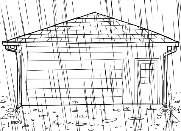 Очерченный гараж с дождями и носиками
 - Вектор,изображение