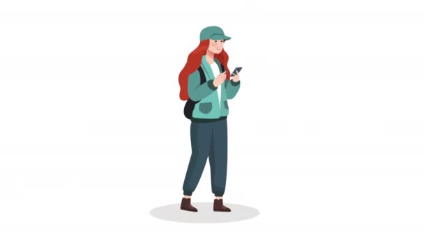 スマートフォンアニメのある若い女性4kビデオアニメ - 映像、動画