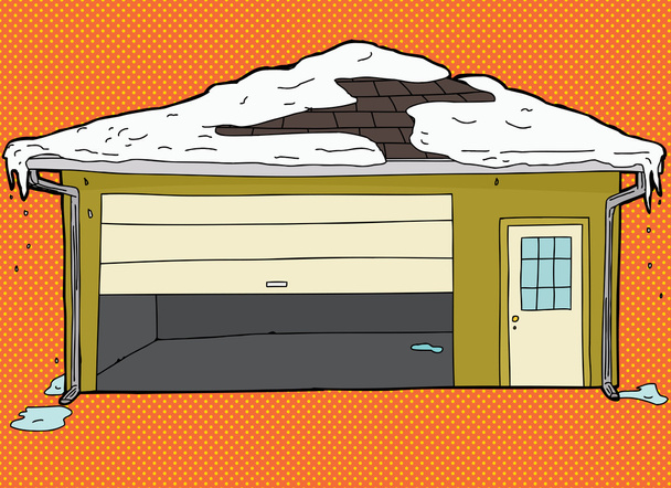 Puerta de garaje rota con nieve
 - Vector, imagen