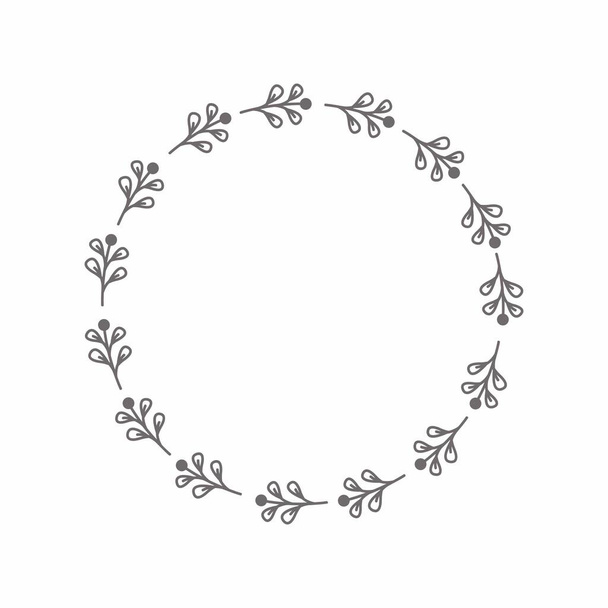 leaf circle frame flower circle frame wedding card frame Vector decorative frame. - Zdjęcie, obraz