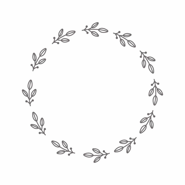 leaf circle frame flower circle frame wedding card frame Vector decorative frame. - Zdjęcie, obraz