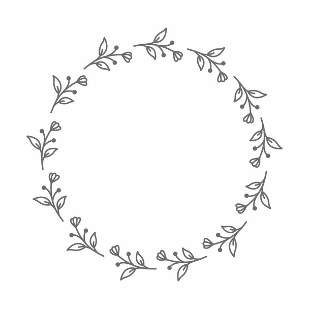 leaf circle frame flower circle frame wedding card frame Vector decorative frame. - Photo, Image
