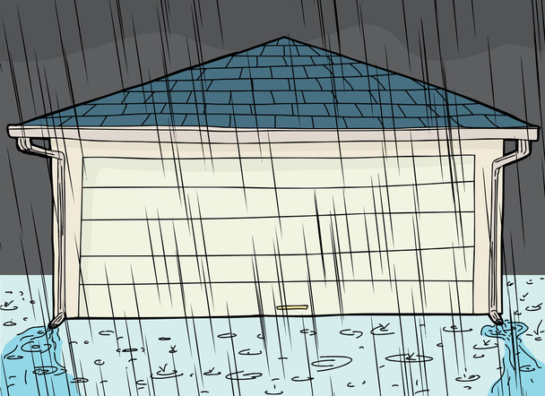 Tempête de pluie et garage
 - Vecteur, image
