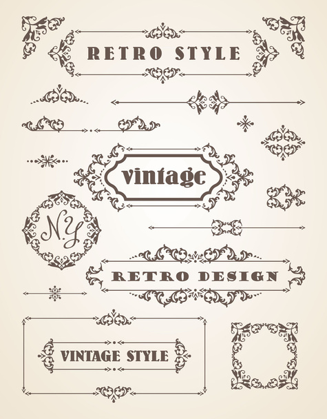 Set of Retro Vintage Badges, Frames, Labels and Borders. - ベクター画像