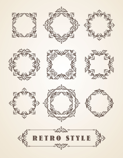 Set of Retro Vintage Badges, Frames, Labels and Borders. - Vettoriali, immagini